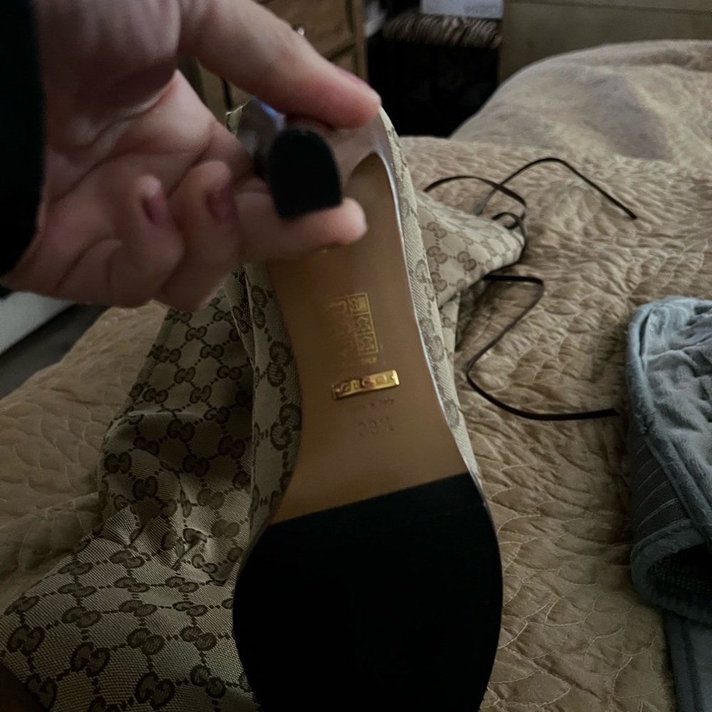 Gucci Tan Monogram Knee-High Boots - Picture 5 of 9